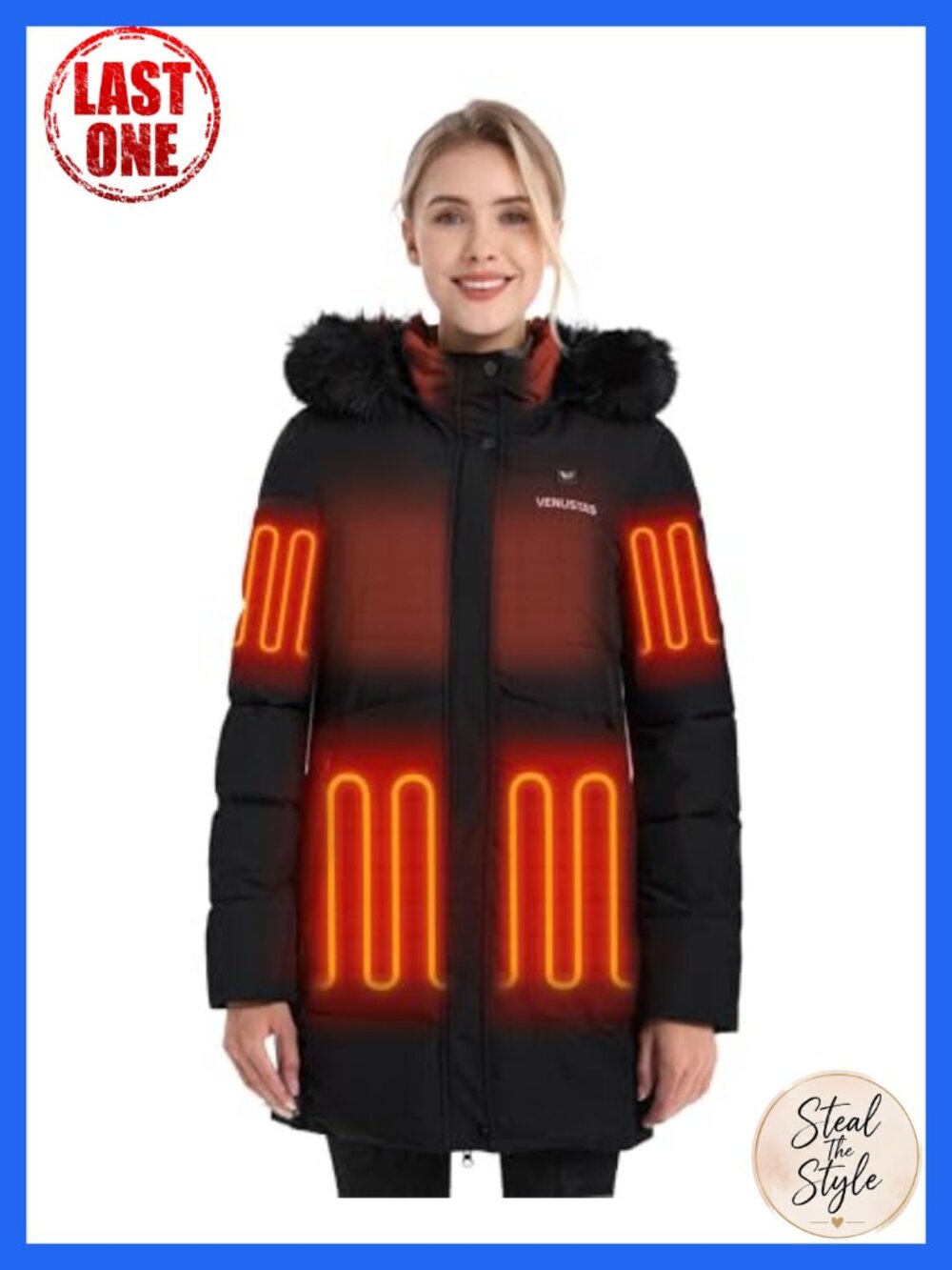 Women's Long Heated Parka Insulated Shell Hooded Winter Coat